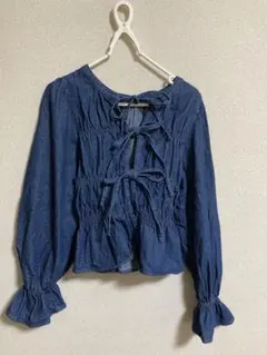 デニムシャツ フリル