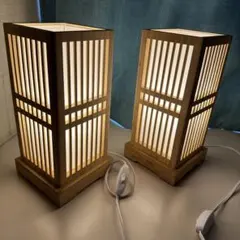 美品　木製　スリットデザイン フロアスタンド　和の灯り　スタンドライト　2点のサムネイル