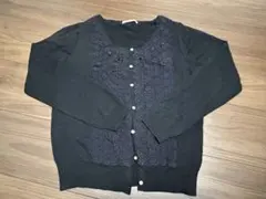 ｕｓｅｄ☆薔薇付パール釦カーデ☆ブラック