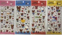 13 くまのがっこう ハローキティ クリアキャンディシール 4点セット