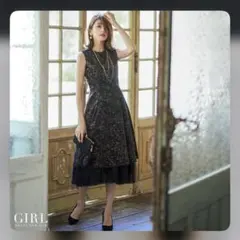 美品　GIRL パーティードレス　結婚式　二次会　フォーマル　Ｓ　ツイード