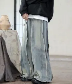 淡いブルー ワイドデニムパンツ