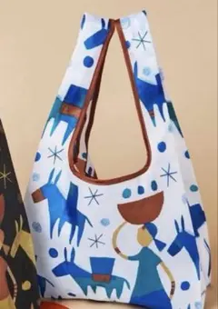 KALDI エコバッグ ホワイト/ブルー