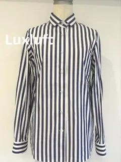 Luxluft ストライプ　ブルー　長袖シャツ　ブラウス　サイズ38のサムネイル