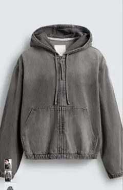 zara ウォッシュド フード付きジャケット 黒 M