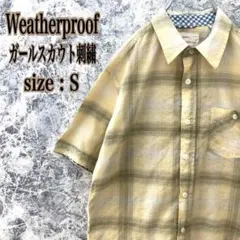 IT11 US古着ウェザプルーフ1948ガールスカウト刺繍ロゴ薄手チェックシャツのサムネイル