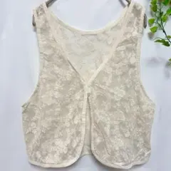 美品⭐︎ tal. by yumi. 総レース 花柄刺繍ベスト ジレ アイボリー