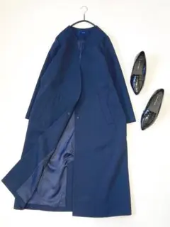 美品SHIPSシップス上品きれいめスプリングコートキーネックコート♪.