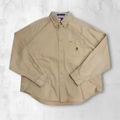 美品 トミーヒルフィガー オールドトミー ベージュ オーバーサイズ 90s 刺繍