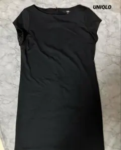 【UNIQLO】ユニクロ　ポンチワンピース　ブラック　半袖　M