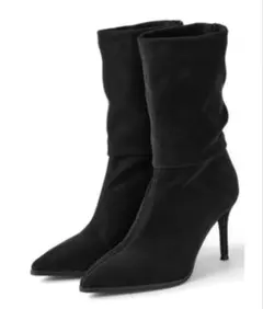 ブラックスエードスリムブーツ