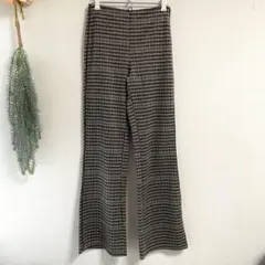 ZARA BASIC 千鳥格子　サイドライン　フレア　スラックス