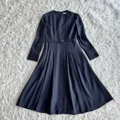 美品✨CELFORD バックサテンプリーツワンピース ネイビー 36 Sサイズ