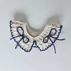 犬・猫ペット用 手編みつけ襟 首輪 シュシュタイプ リボンスタイ