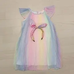 【値下げ】カラフルプリーツドレス＆カチューシャ２点セットのサムネイル