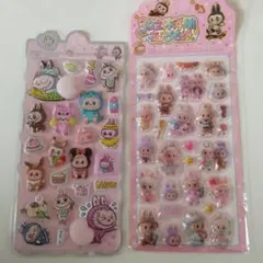 2枚セット ぷくぷくおしりシール&夜光ラブブ3D立体シール