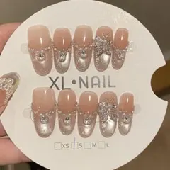 マグネットキラキラ　ストーン付き　ネイルチップ クリアピンク 10個入り