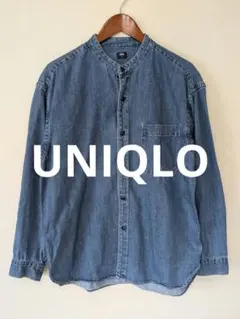 UNIQLO（ユニクロ）デニムオーバーサイズスタンドカラーシャツ ブルー