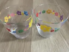 花柄ガラスコップ2個セット