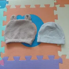 耳付きベージュフリース帽子 子供用