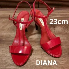 美品送料￥750込✧︎DIANAレッド ストラップ付きヒールサンダル 23cm