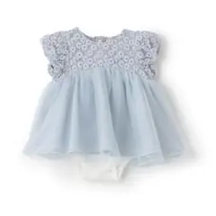 petit main チュールレースOPロンパース ライトブルー 70cm