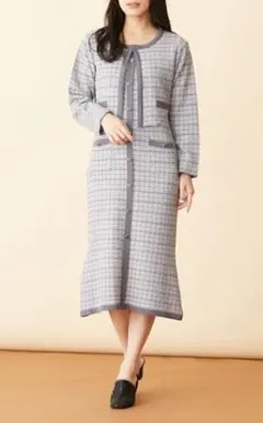 ジルスチュアート/ロングニットワンピ×短丈長袖ツィードジャケット/新品タグ付き