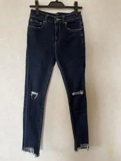 【JEANASIS】ダメージ加工スキニーデニムS