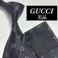極美品×希少デザイン】 GUCCI ネクタイ シェリーライン GG柄 グレー