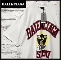 近年モデル23SS】バレンシアガ カレッジロゴ ヴィンテージ加工tシャツ