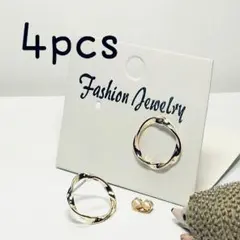 [T60](4個)ツイストフープピアスパーツ（C）