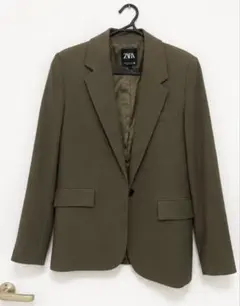 ZARA テーラードジャケット カーキ XS 秋 レディース シングルジャケットのサムネイル