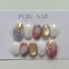 326【現品】◾️ニュアンス×シルキーマグネット️×レッドピンク×ブルーネイルチップ