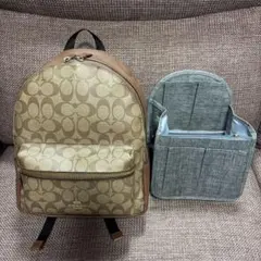 COACH コーチ リュック ブラウン シグネチャーバッグインバッグ 付き