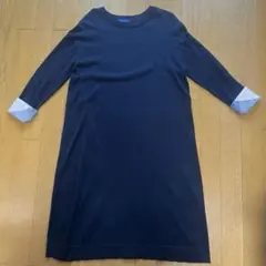 ブルーレーベルクレストブリッチ ニット ワンピース ネイビー 38チェック