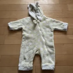 黄色　イエロー　水玉　ロンパース　カバーオール