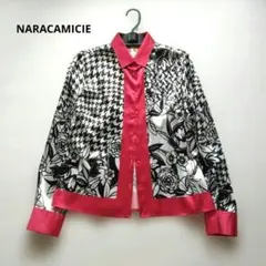 NARACAMICIEナラカミーチェ 千鳥格子柄 サテン ブラウス Ⅲ