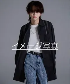 cuba long shirt coat/キューバロングシャツコート　ブラックS