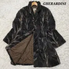 ゲラルディーニ　毛皮コート　ロング丈　リアルファー　ラビット　裏地総柄　高級感