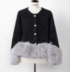 ファージャケット カーディガン ブラック グレー レディース おしゃれ ワンホン