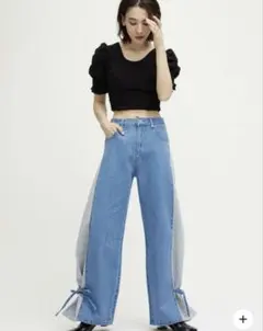 SIDE SWITCH 2WAY RIBBON DENIM PANTS