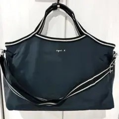 【美品】agnes b. ナイロン　ボストンバッグ　2way 黒
