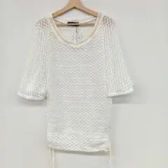 ▢CECIIL MCBEE ホワイトニット 半袖 トップス