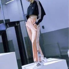 アディダス　スナップパンツ　アディブレイクパンツ トラックパンツ　サーモン