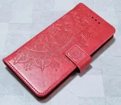 手帳型 iphone7plus/8plus 用 ケース マンダラ レッド 赤色