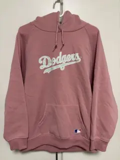 希少Lサイズ MLB ドジャース パーカー ピンク ロゴパーカー古着