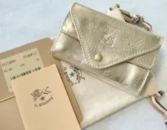 【新品】イルビゾンテ 二重フラップ コインケース カード入れ プラチナ ゴールド