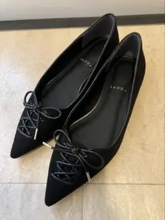 RANDA レースアップデザインフラットパンプス