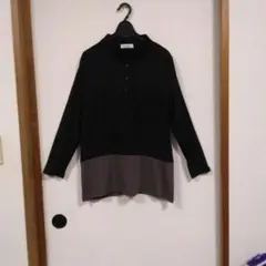 レース装飾ハイネック長袖トップス