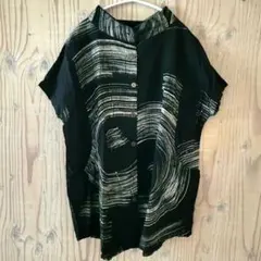 エスニック インド綿 スタンドカラー半袖シャツ アジアン インド製 M～L